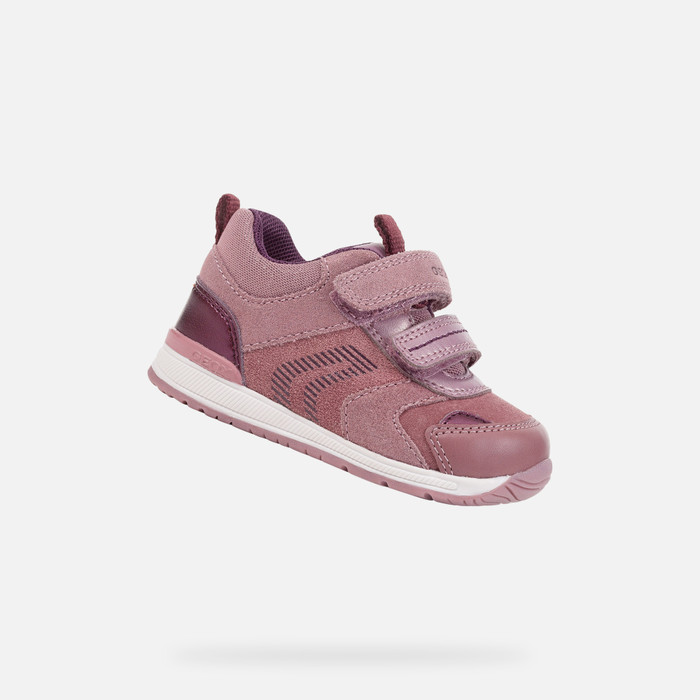 Berenjena Saliente Regeneración Geox® RISHON: Baby Girl's Pink Velcro Shoes | FW22 Geox®
