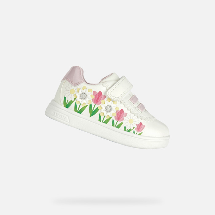 pude under Ægte Geox® DJROCK: Baby Girl's White Low Top Sneakers | Geox ® SS23