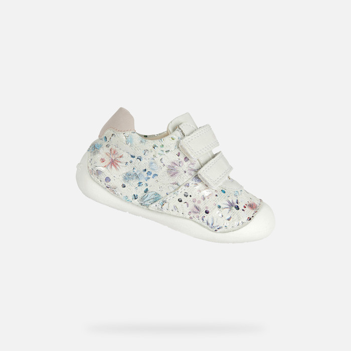 Geox® TUTIM: Baby Girl\'s Off White Velcro Shoes | Geox ® Online Store