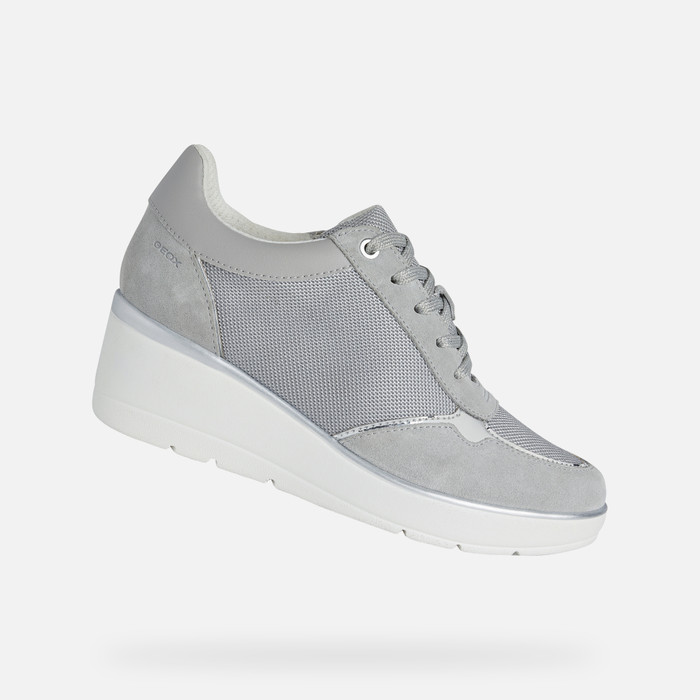 Geox® ILDE: Grey Wedge Sneakers | Geox ® Online