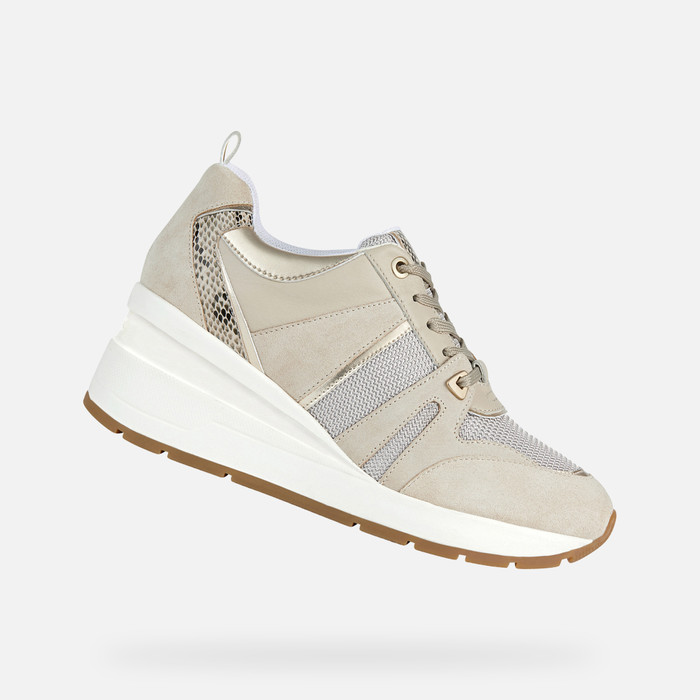 Geox® ZOSMA: Taupe Wedge Sneakers | Geox ®