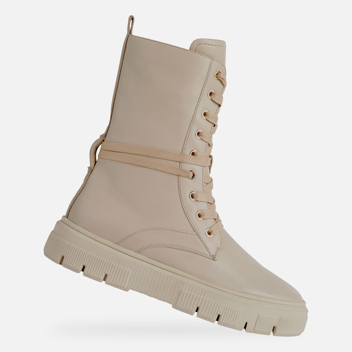 escocés Mala fe grande Geox® ISOTTE: Women's Light taupe Combat Boots | Geox® FW22