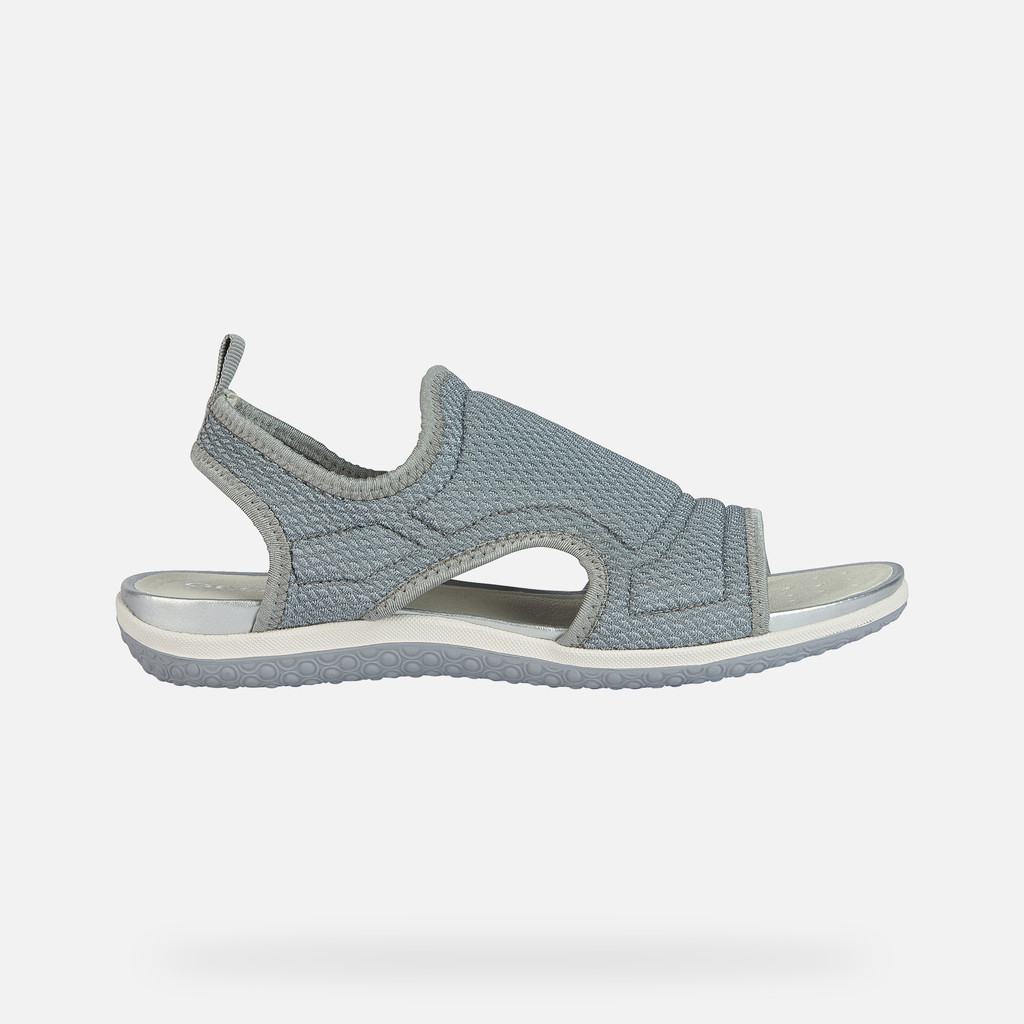 Geox SANDAL VEGA Sandales Basses Gris Clair Femme Geox