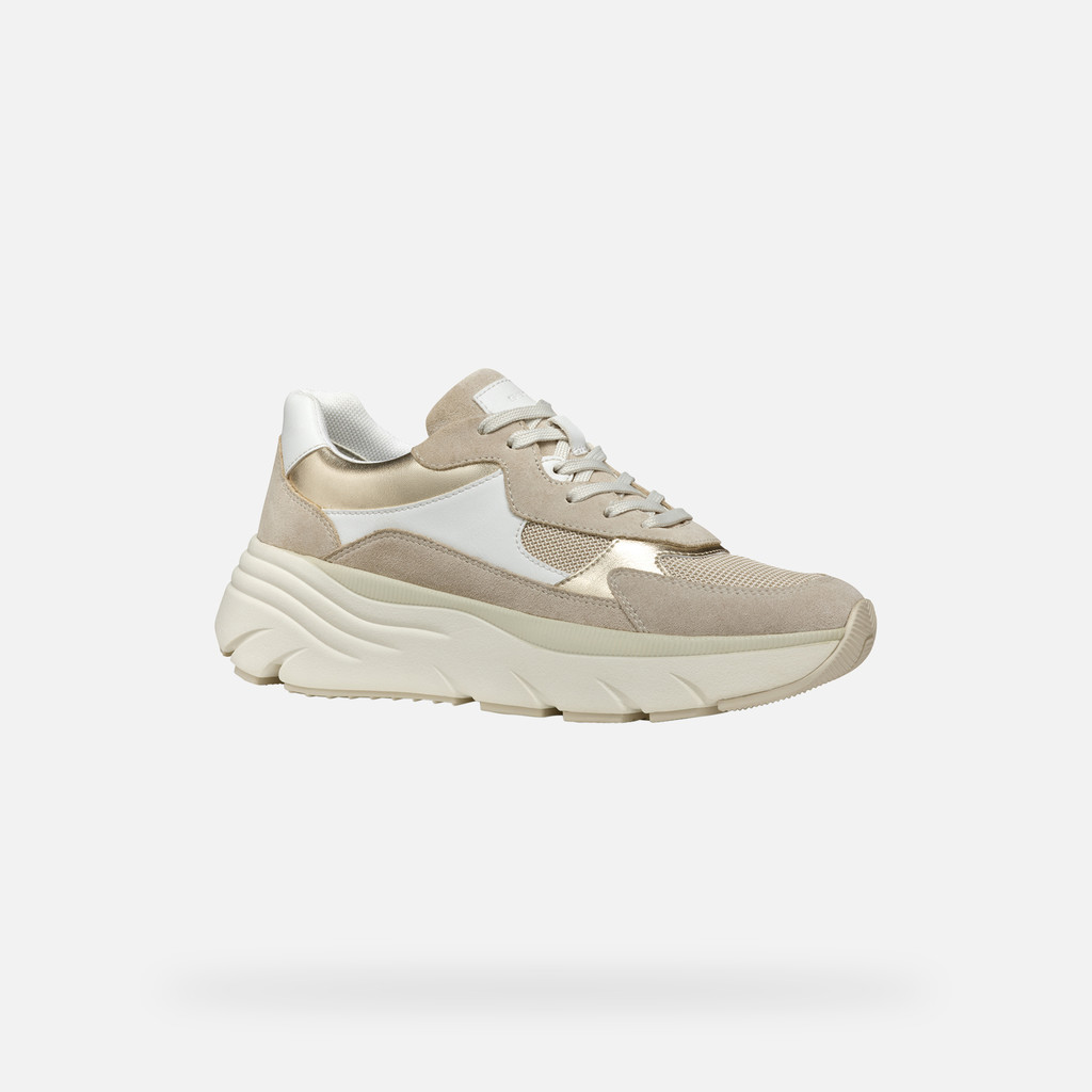 Geox Diamanta Mujer Zapatillas Con Plataforma Blanco Beige Claro