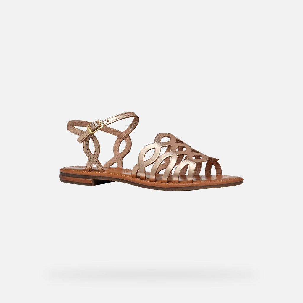 Geox Sozy S Woman Light Gold Flat Sandals Geox