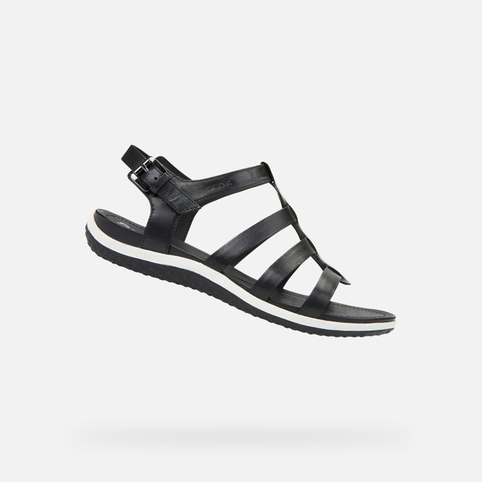 Geox® SANDAL VEGA: Black Flat Sandals | Geox ® SS23