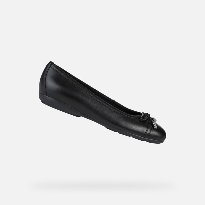 Permanecer de pié cada enchufe Geox® ANNYTAH: Women's Black Leather Ballerina Flats | Geox ® SS23