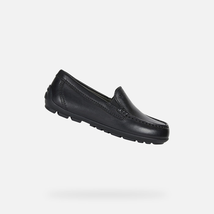 Geox® NEW FAST: Boy's Black Leather Loafers | Geox®