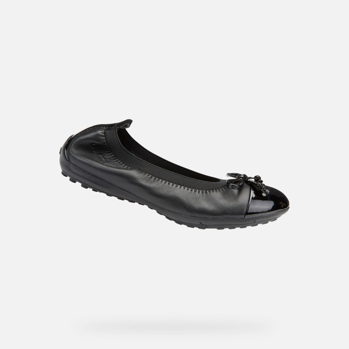 PIUMA: Girl's Black Leather Ballerina Flats | Geox®