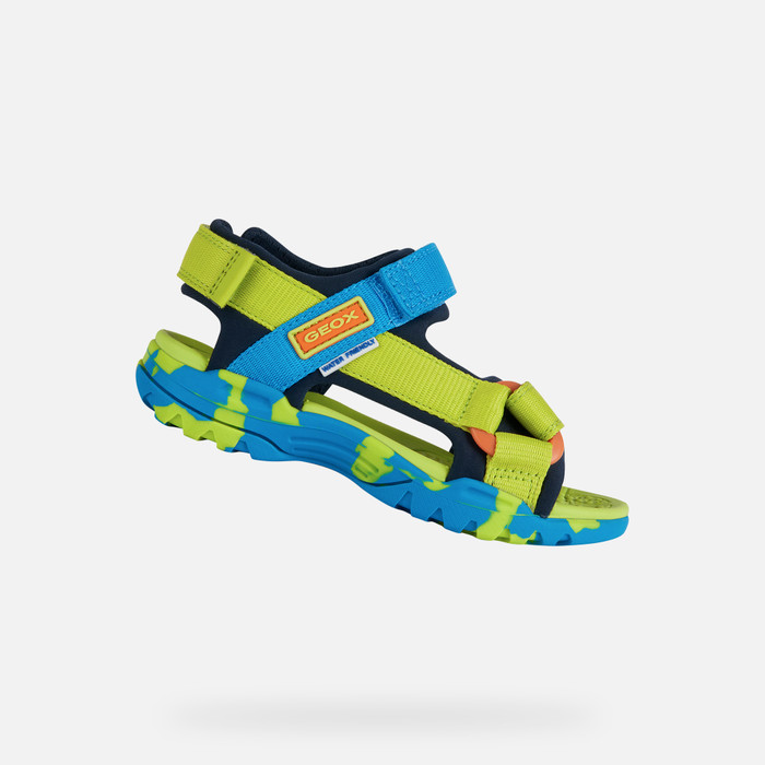 Geox® BOREALIS: Lime Open Sandals for Junior Boy Geox ®