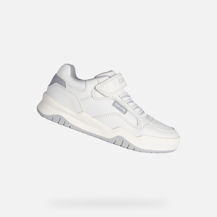 Geox® PERTH: Junior White Low Top Sneakers | Geox