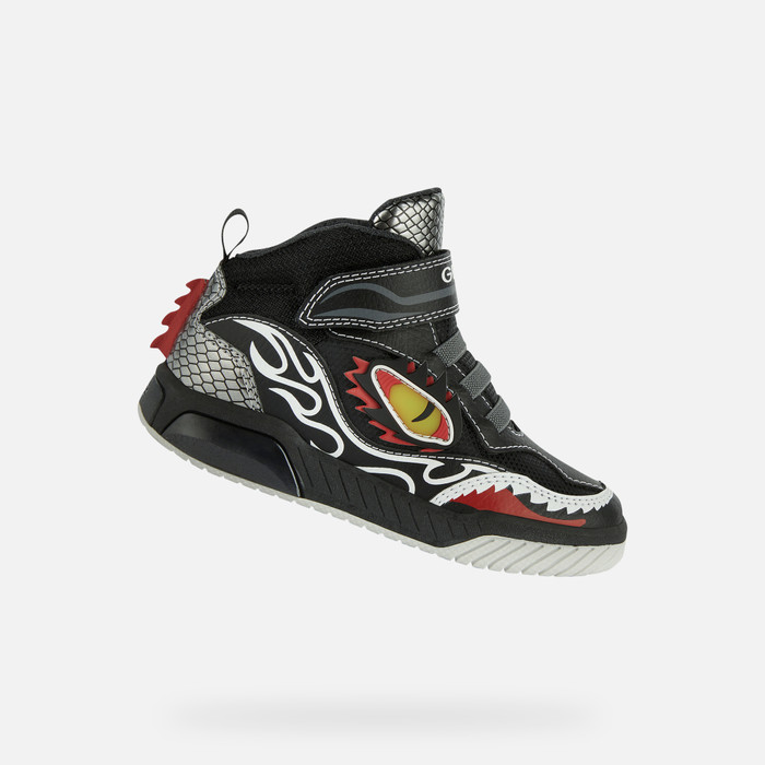 Bienes vanidad Escultor Geox® INEK: Boy's Black High Top Sneakers | FW22 Geox®