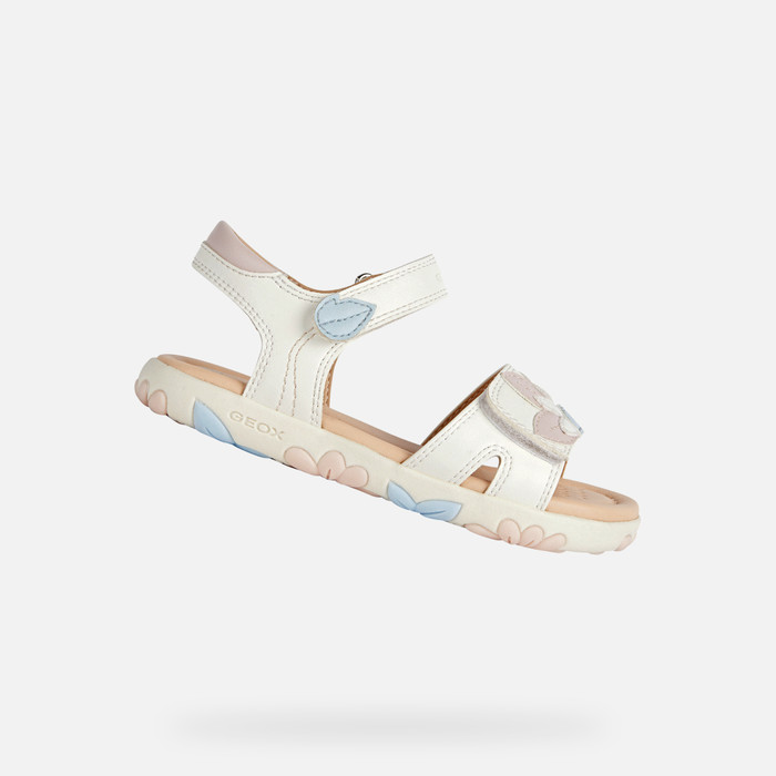 Geox® HAITI: Junior Girl's White Open Sandals | Geox Online Store
