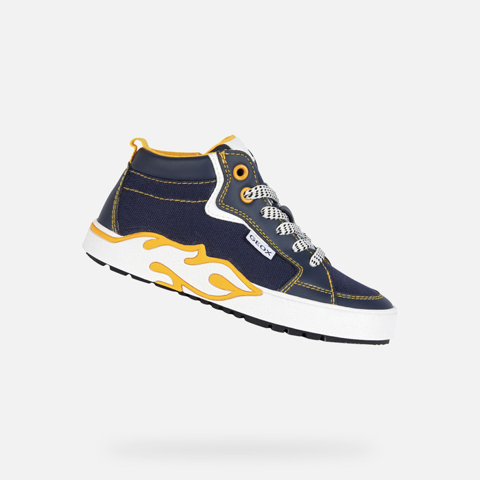 Geox® ALPHABEET: Junior Boy's Navy High Top Sneakers | Geox Online Store