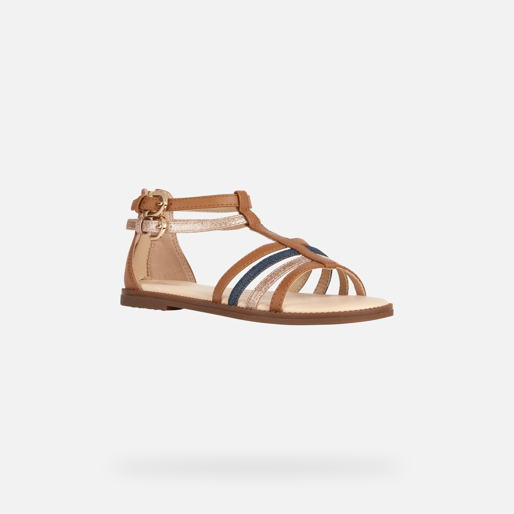 GEOX Sandal Karly Fille Cognac/bleu Aviateur