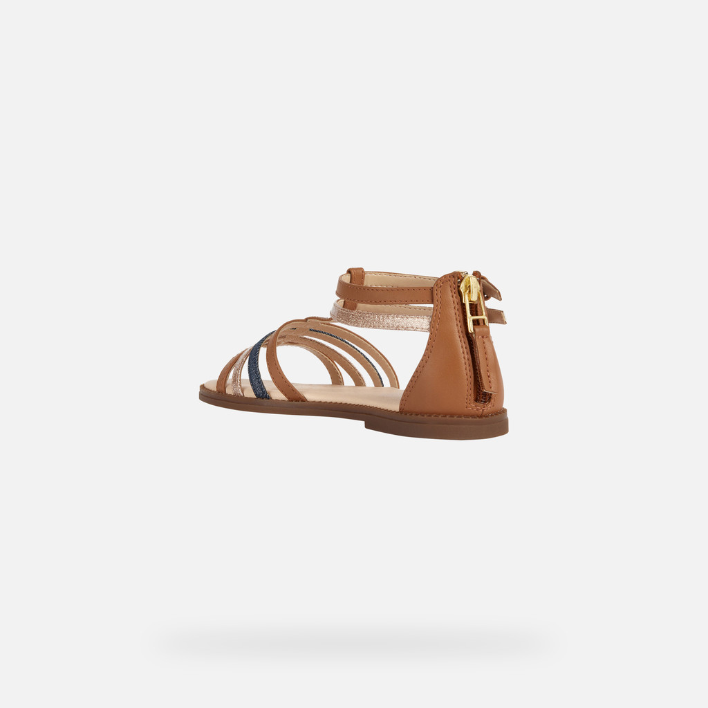 GEOX Sandal Karly Fille Cognac/bleu Aviateur