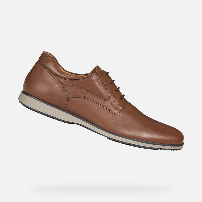 Geox Clemet Leather Shoes 8 D M US Cognac/Brown