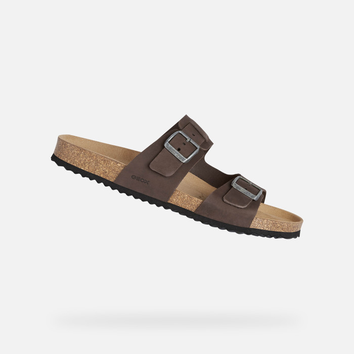 Geox® GHITA: Men\'s coffee Slides Shoes | Geox®