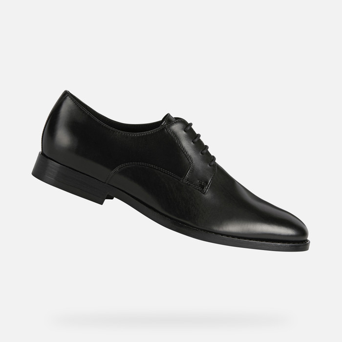 Ingenieros Paseo Escalera Geox® HAMPSTEAD: Men's Black Leather Shoes | Geox ® Online