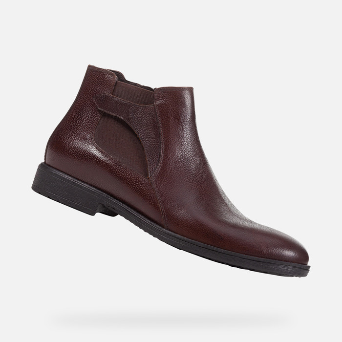 JAYLON: Men's Dark coffee Leather Ankle Boots |
