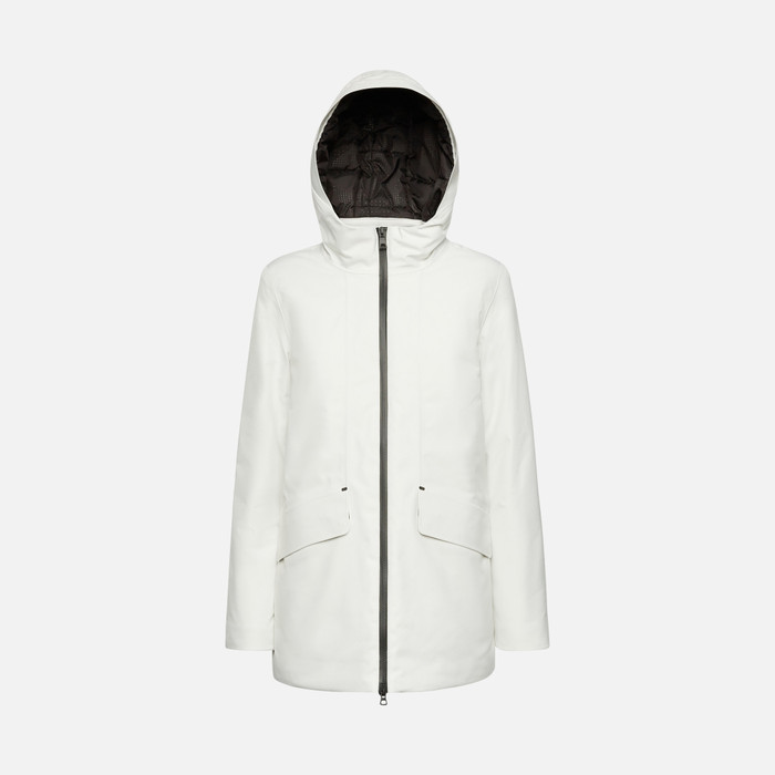 equilibrar Miguel Ángel De tormenta Geox® GENDRY: Women's Cloud white Waterproof Jacket | Geox®
