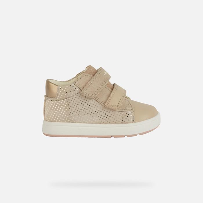 Sneakers with straps BIGLIA BABY GIRL Beige/Gold | GEOX