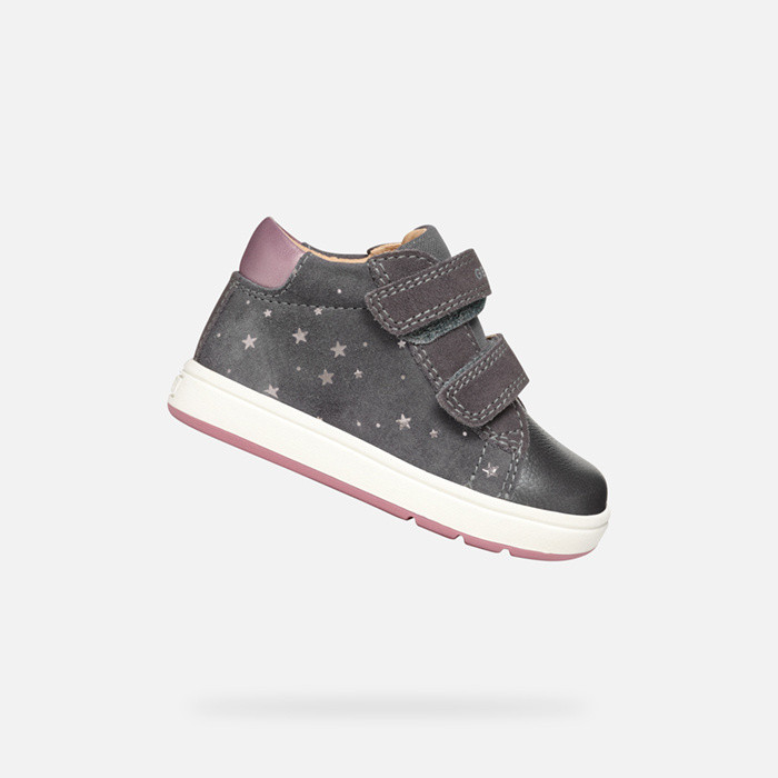 Sneakers with straps BIGLIA BABY GIRL Dark Grey/Dark Pink | GEOX