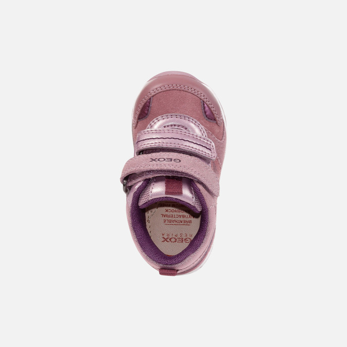 Berenjena Saliente Regeneración Geox® RISHON: Baby Girl's Pink Velcro Shoes | FW22 Geox®