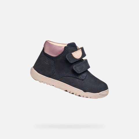 Sneakers with straps MACCHIA BABY Navy/Light rose | GEOX