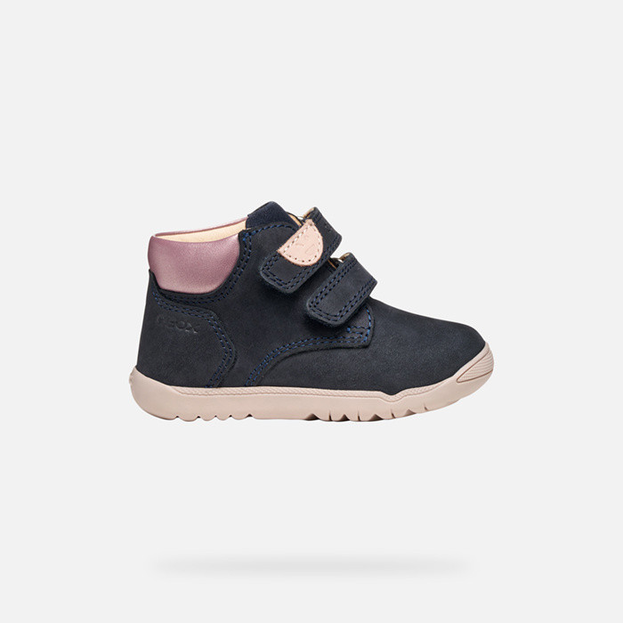Sneakers with straps MACCHIA BABY Navy/Light rose | GEOX