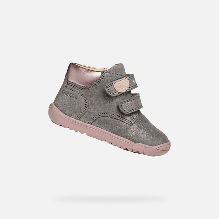 Sneakers with straps MACCHIA BABY GIRL Grey/Rose | GEOX