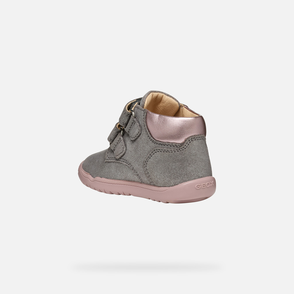 Geox® MACCHIA BABY GIRL: Grey/Rose Sneakers With Straps | Geox