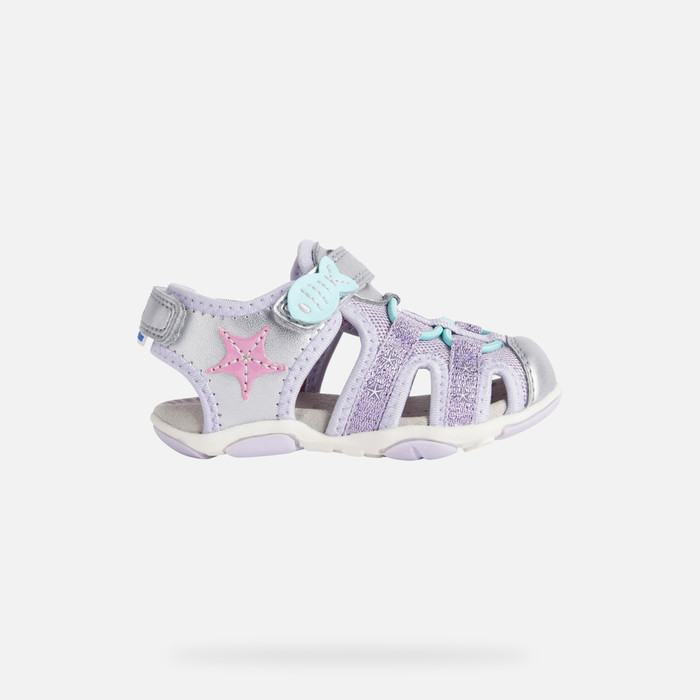 Details about   GEOX Sandals Baby Girl /Girl Leather Silver With Strap Line Milk J72D1D 