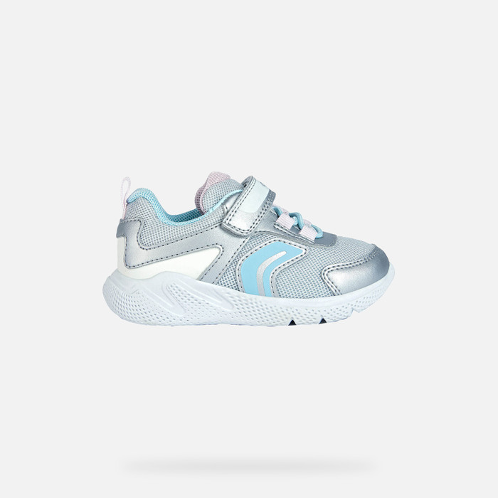 Horno asesino competencia Geox® SPRINTYE: Baby Girl's Silver Low Top Sneakers | Geox ®