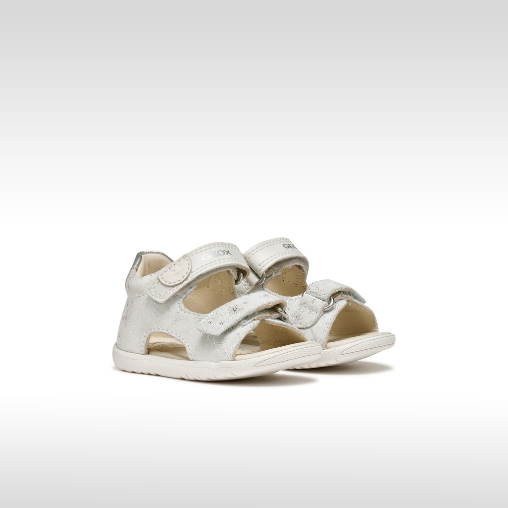 Sandals with straps SANDAL MACCHIA BABY GIRL Off White/Silver - image number 1 | GEOX
