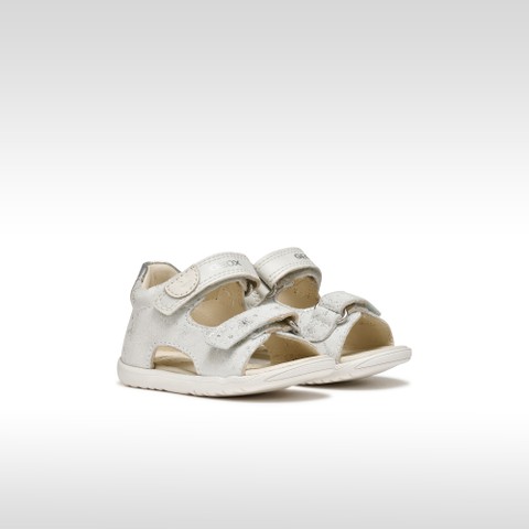 Sandals with straps SANDAL MACCHIA BABY GIRL Off White/Silver - image number 1 | GEOX