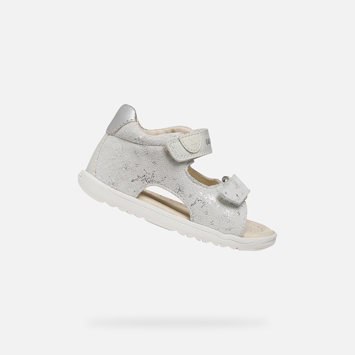 Sandalen mit Riemchen SANDAL MACCHIA BABY MÄDCHEN Off-White/Silber | GEOX
