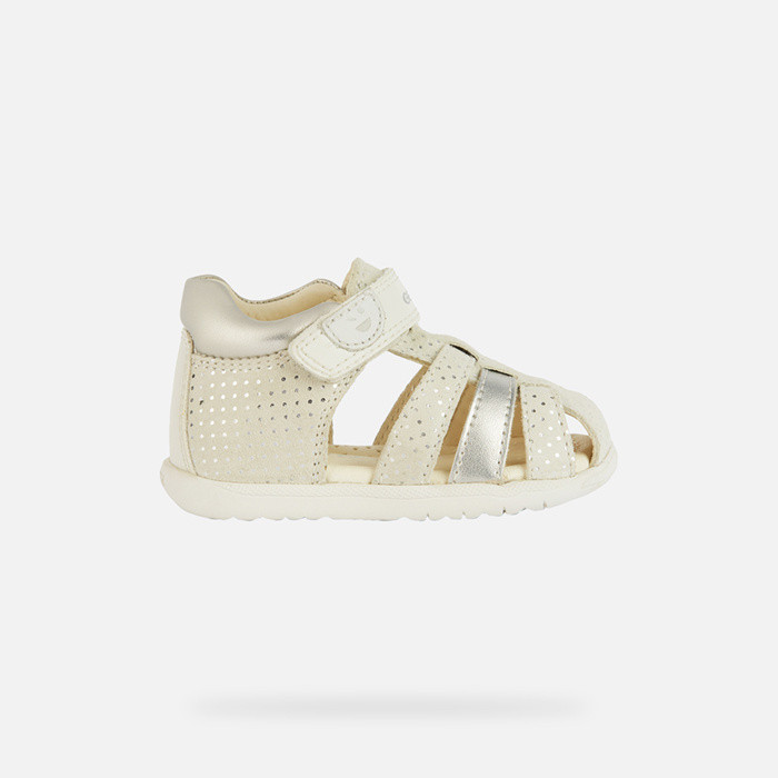 Closed toe sandals SANDAL MACCHIA BABY GIRL Off white/Light silver | GEOX
