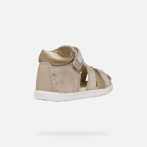 Closed toe sandals SANDAL MACCHIA BABY GIRL Beige/Platinum - image number 4 | GEOX
