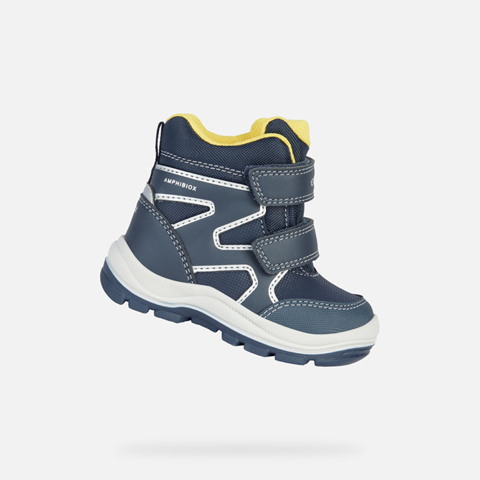 MID-CALF BOOTS BABY BOY FLANFIL ABX TODDLER BOY - NAVY/YELLOW