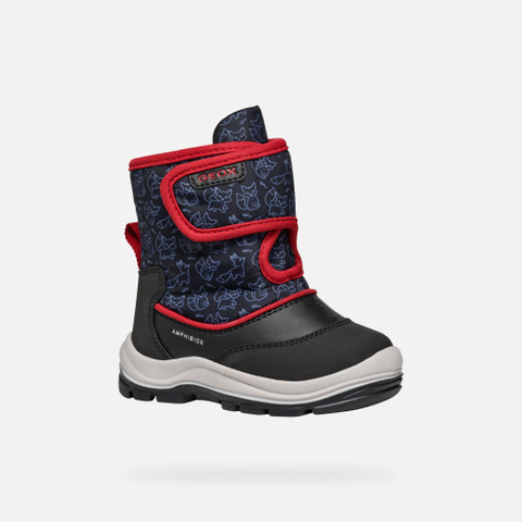 waterproof boots FLANFIL ABX BABY Black/Red - image number 2 | GEOX