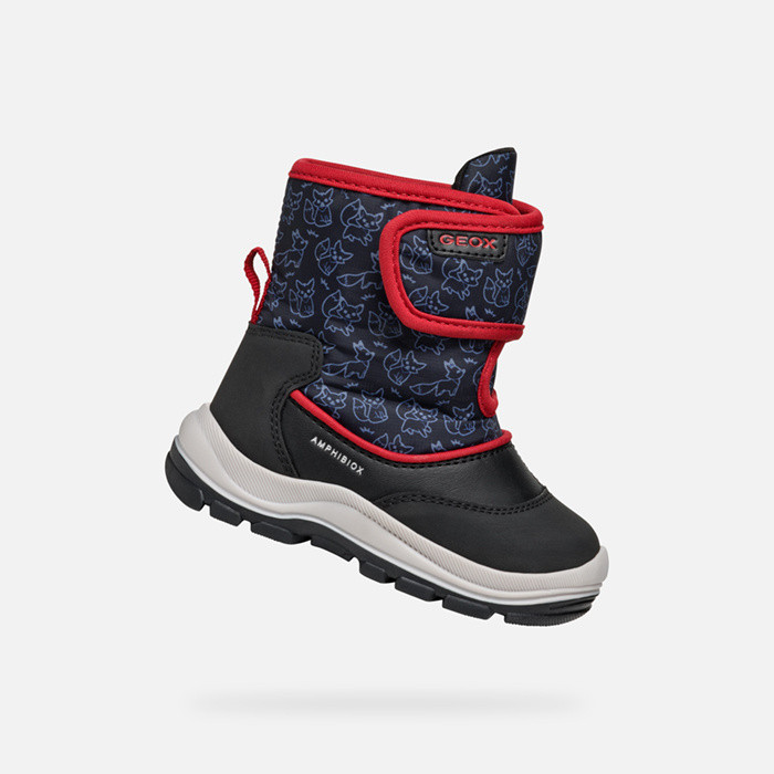 Waterproof boots FLANFIL ABX BABY Black/Red | GEOX