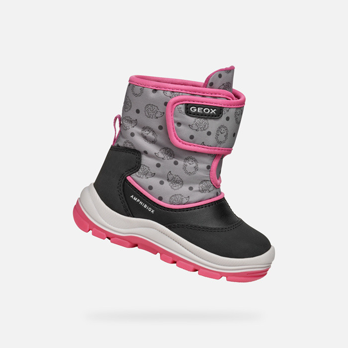 Waterproof boots FLANFIL ABX BABY Black/Fuchsia | GEOX