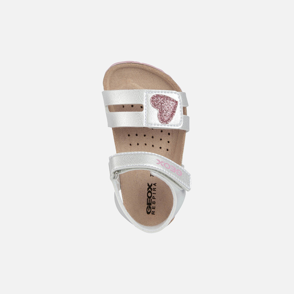 Geox® CHALKI: Baby Girl's Silver Open Sandals | Geox ® SS23