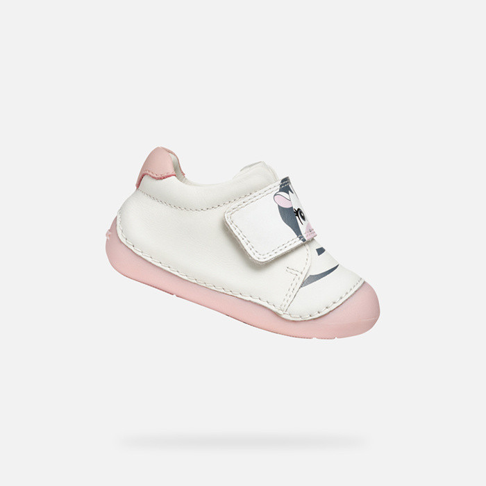 Chaussures à scratch TUTIM BÉBÉ Blanc/Rose | GEOX