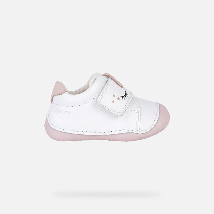 Chaussures à scratch TUTIM BÉBÉ Blanc/Rose clair | GEOX