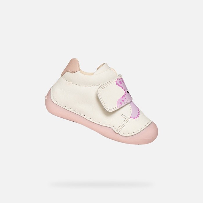 Chaussures &agrave; scratch TUTIM B&Eacute;B&Eacute; Blanc/Beige | GEOX