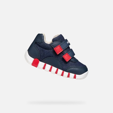 Chaussures à scratch IUPIDOO BÉBÉ GARÇON Bleu marine/Rouge | GEOX