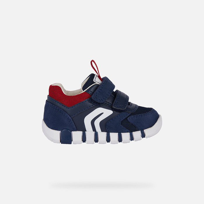 Sneakers à scratch IUPIDOO BÉBÉ Bleu marine/Rouge foncé | GEOX
