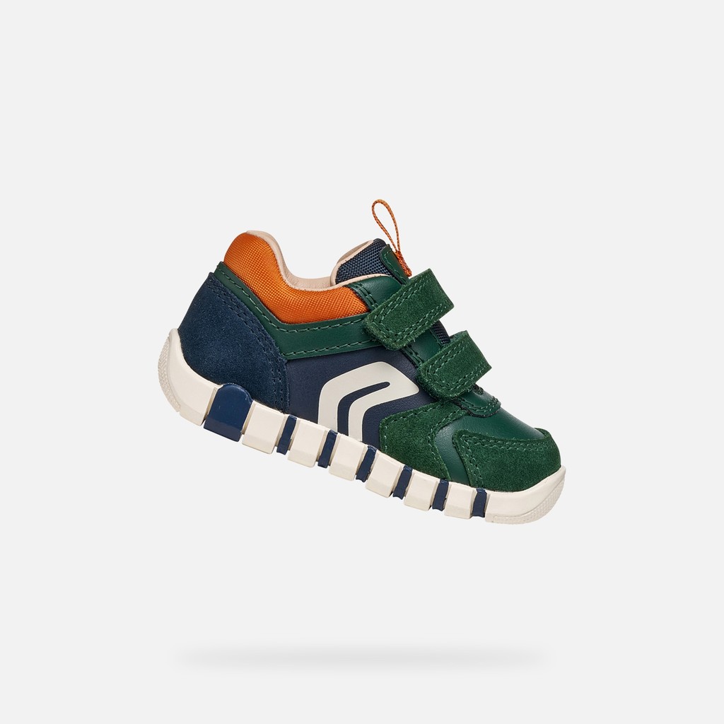 Chaussures b&eacute;b&eacute; scratch IUPIDOO B&Eacute;B&Eacute; Vert for&ecirc;t/Orange - image number 0 | GEOX